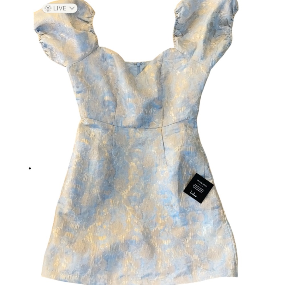 Lulus Elegant Blue and Gold Dress. Size M